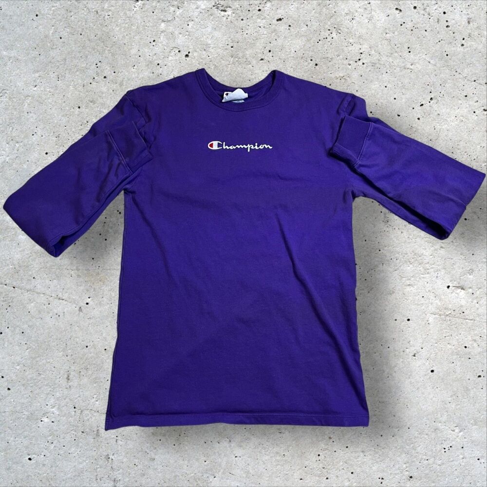 Champion Long Sleeve Pullover Sweatshirt Size Small Purple Since 1919 Graphic